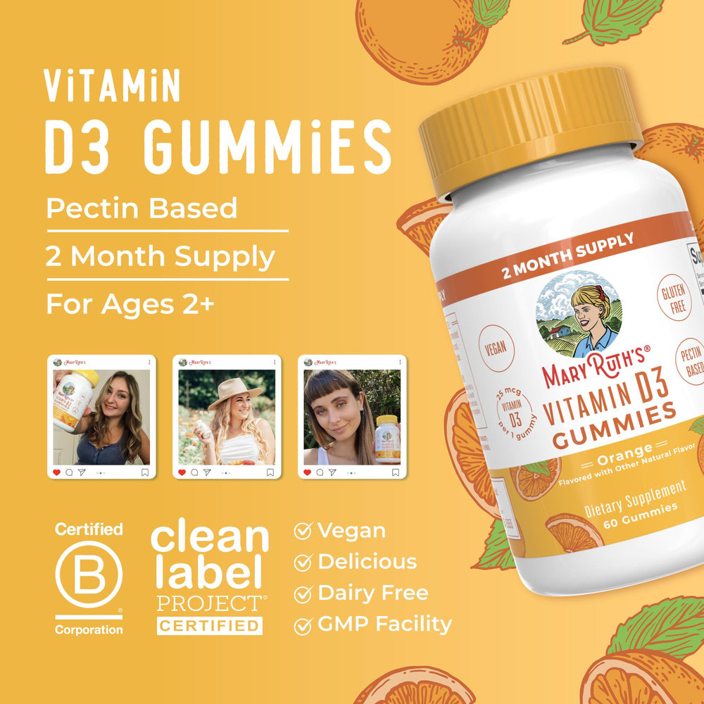 Label details of MaryRuth Organics Vitamin D3 gummies