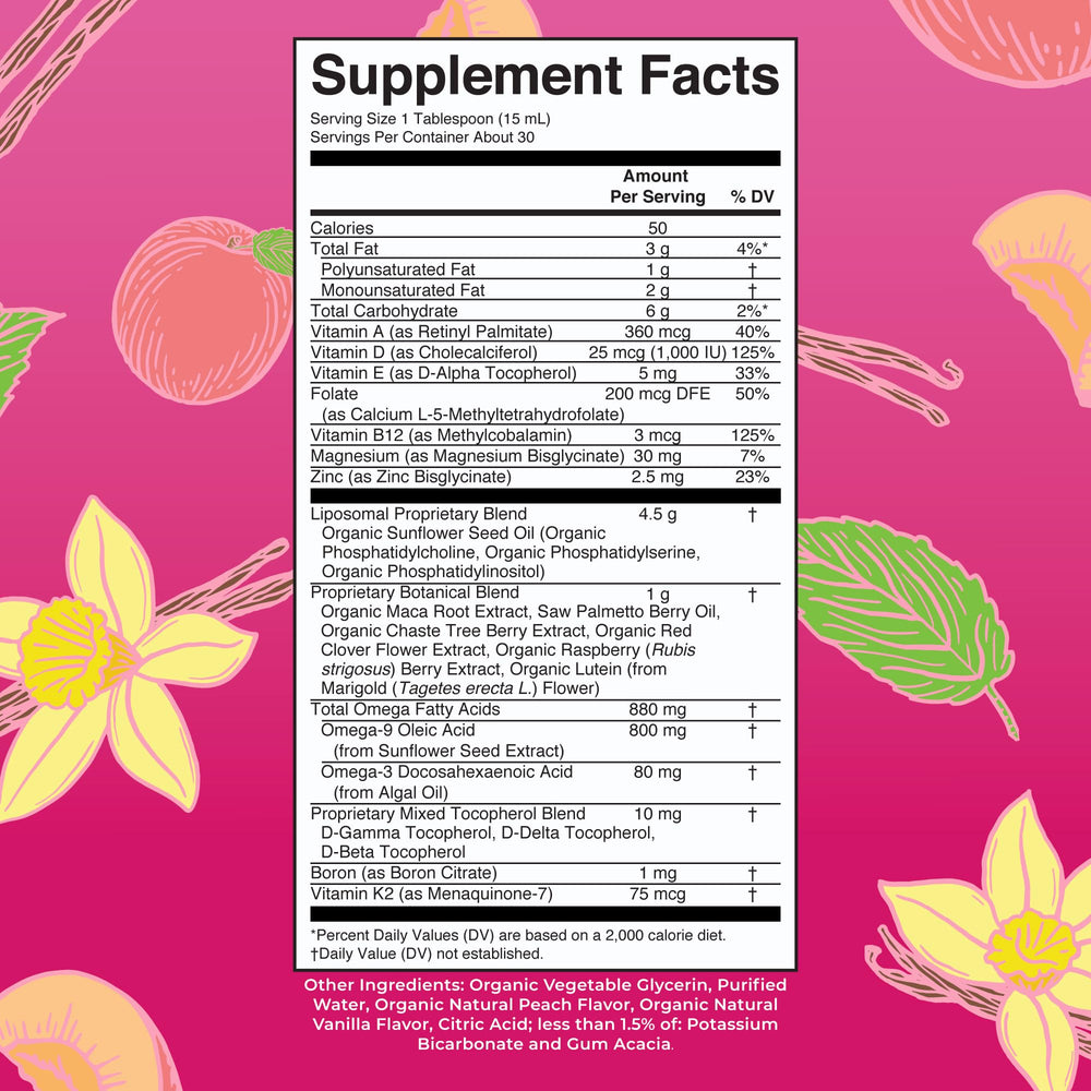 Smooth liquid pour demonstrates simple daily dosing for ongoing vitality.