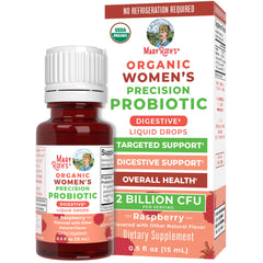 MaryRuth Organics Women's Probiotic Liquid Drops bottle closeup for daily digestive health support