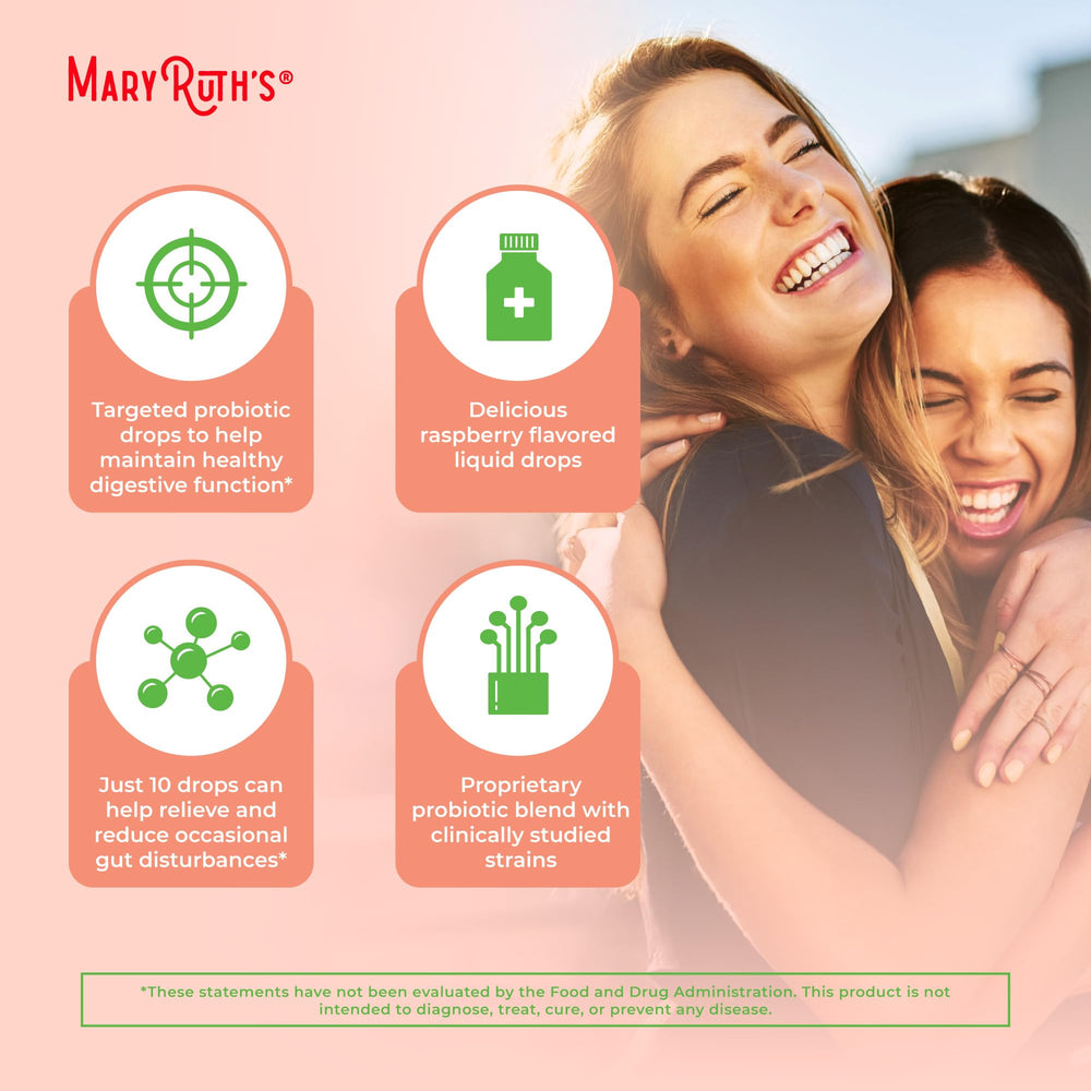 MaryRuth Organics multi-strain probiotic illustration on packaging