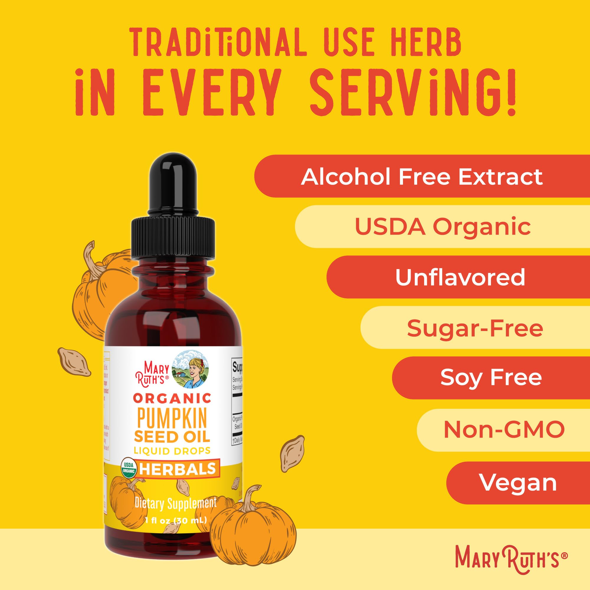 MaryRuth Organics pumpkin seed oil vegan label highlights plant based supplement