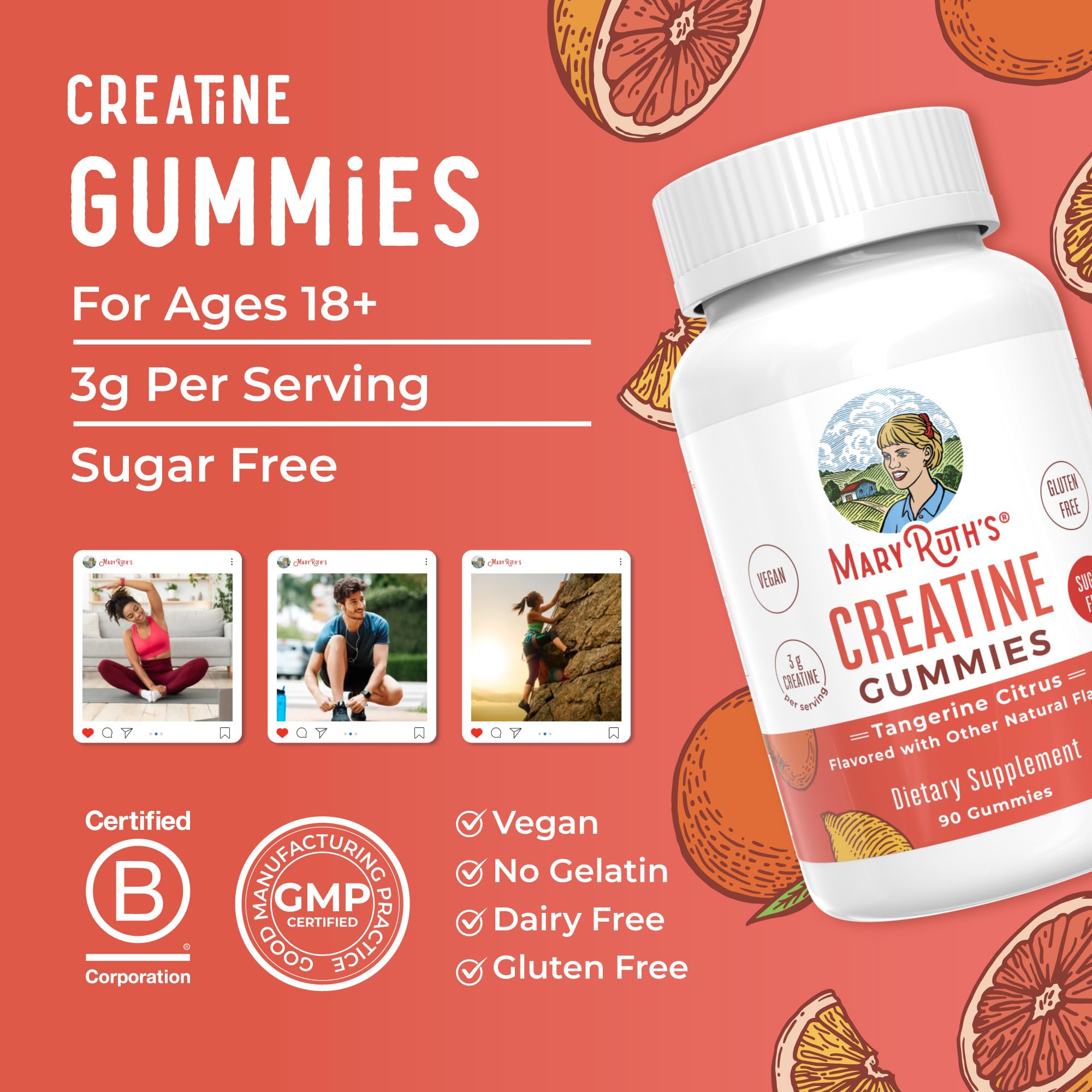 MaryRuth Organics Creatine Gummies next to shaker bottle