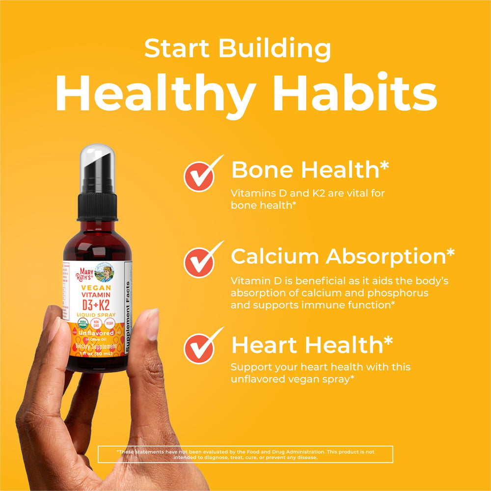 MaryRuths D3+K2 dosage chart helps adults plan daily intake.