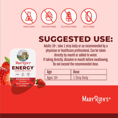 MaryRuth's Energy Dissolving Strip on tongue dissolving fast for convenience.