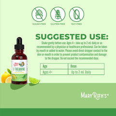 MaryRuth's L-Theanine lemon-lime drops blend easily into water for simple dosing.