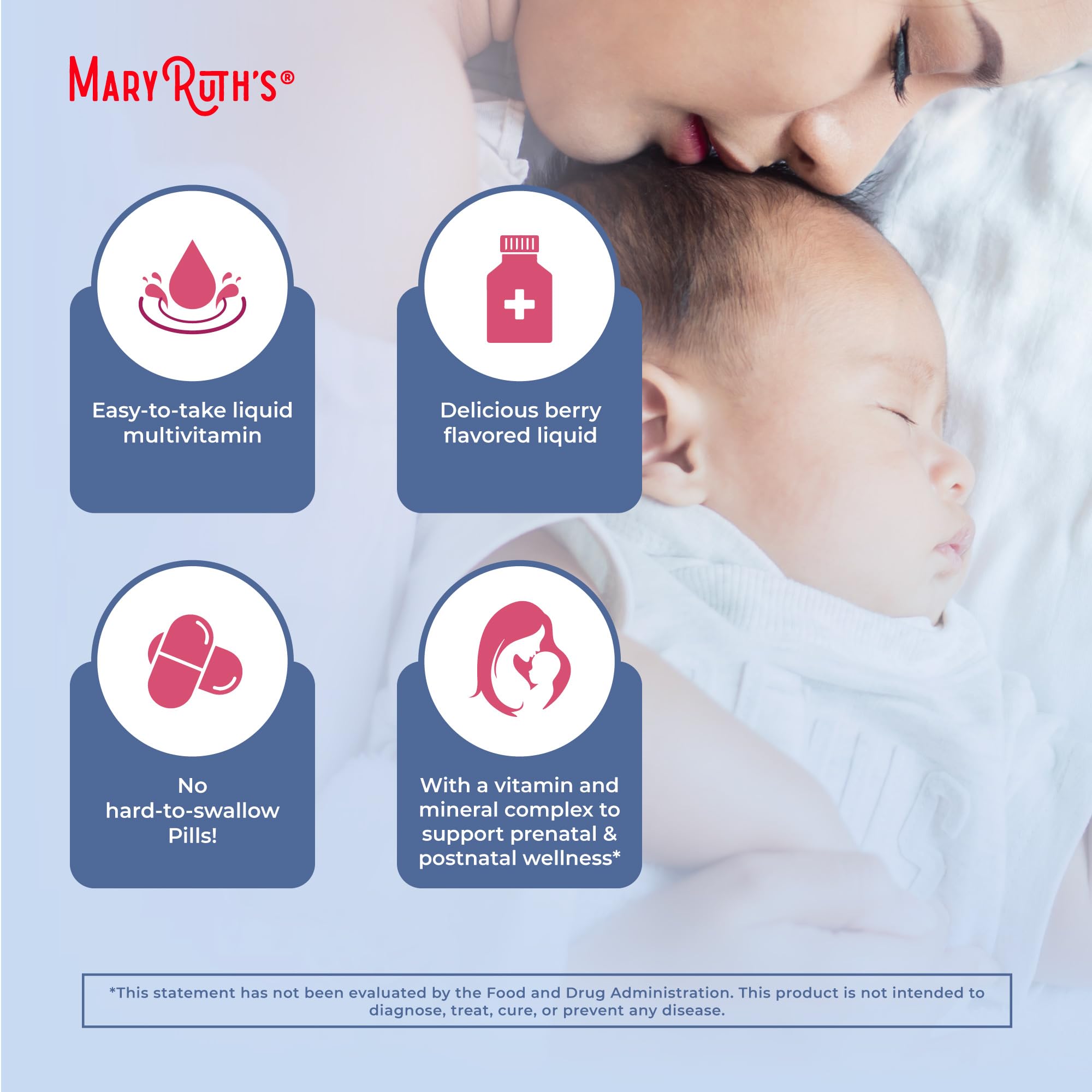 MaryRuths label closeup highlights vegan, non-GMO, gluten-free features.
