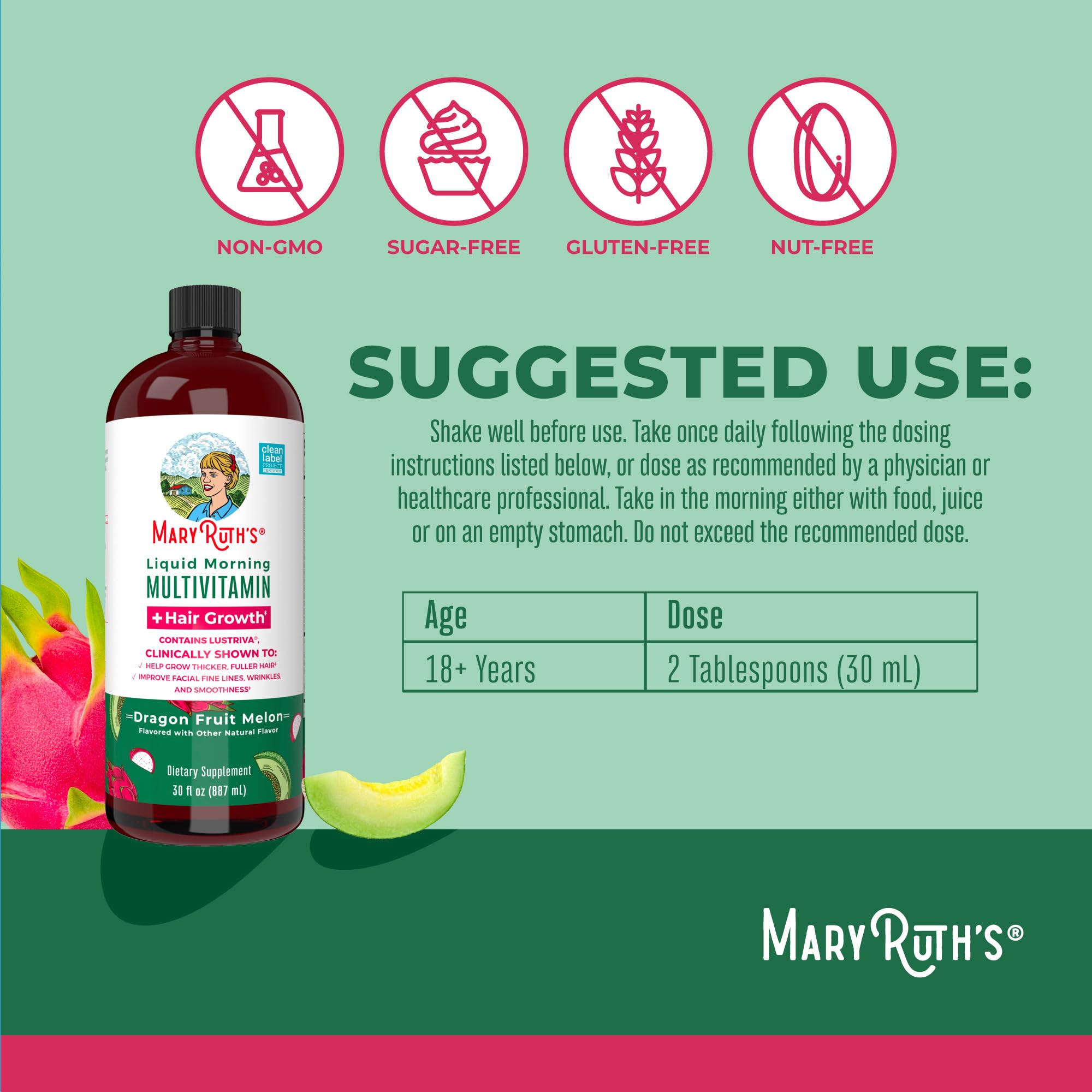 Product label highlights Lustriva and Biotin 10000mcg for hair and skin