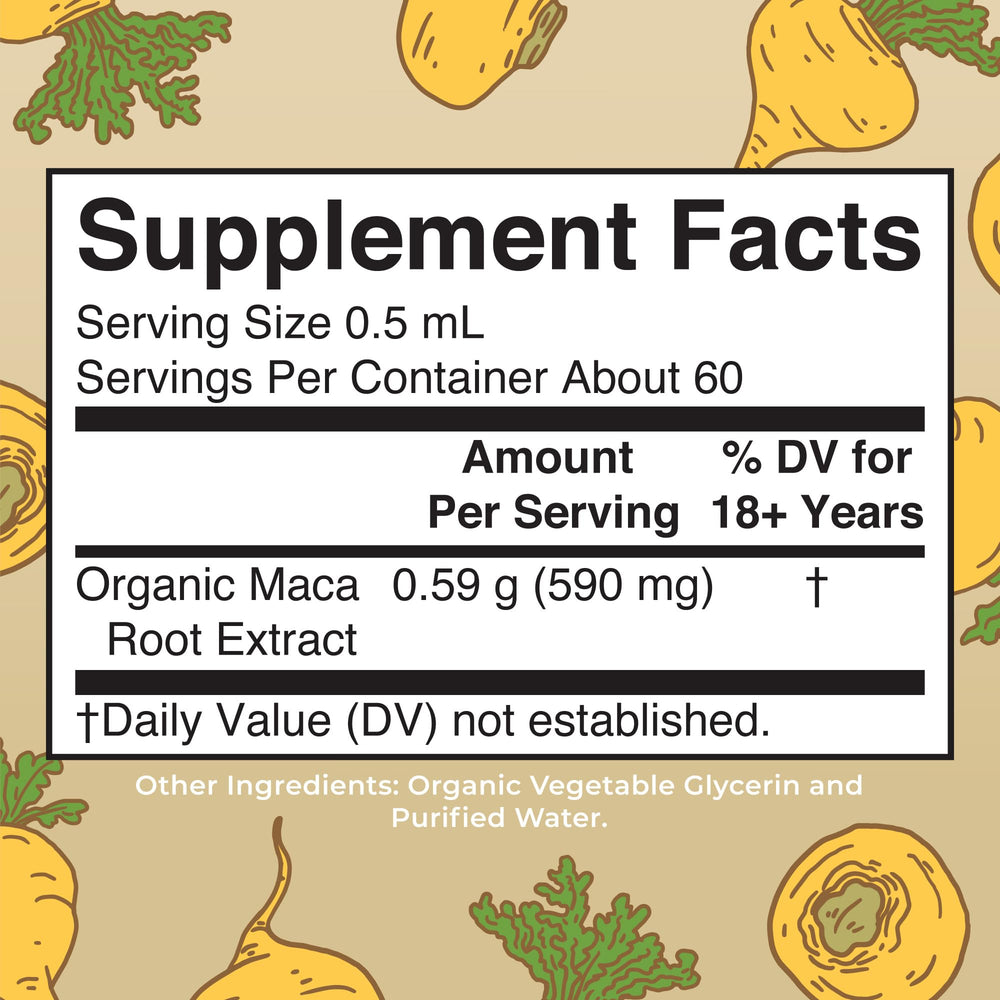Close-up of dropper releasing MaryRuth's Maca Root Drops for precise dosing