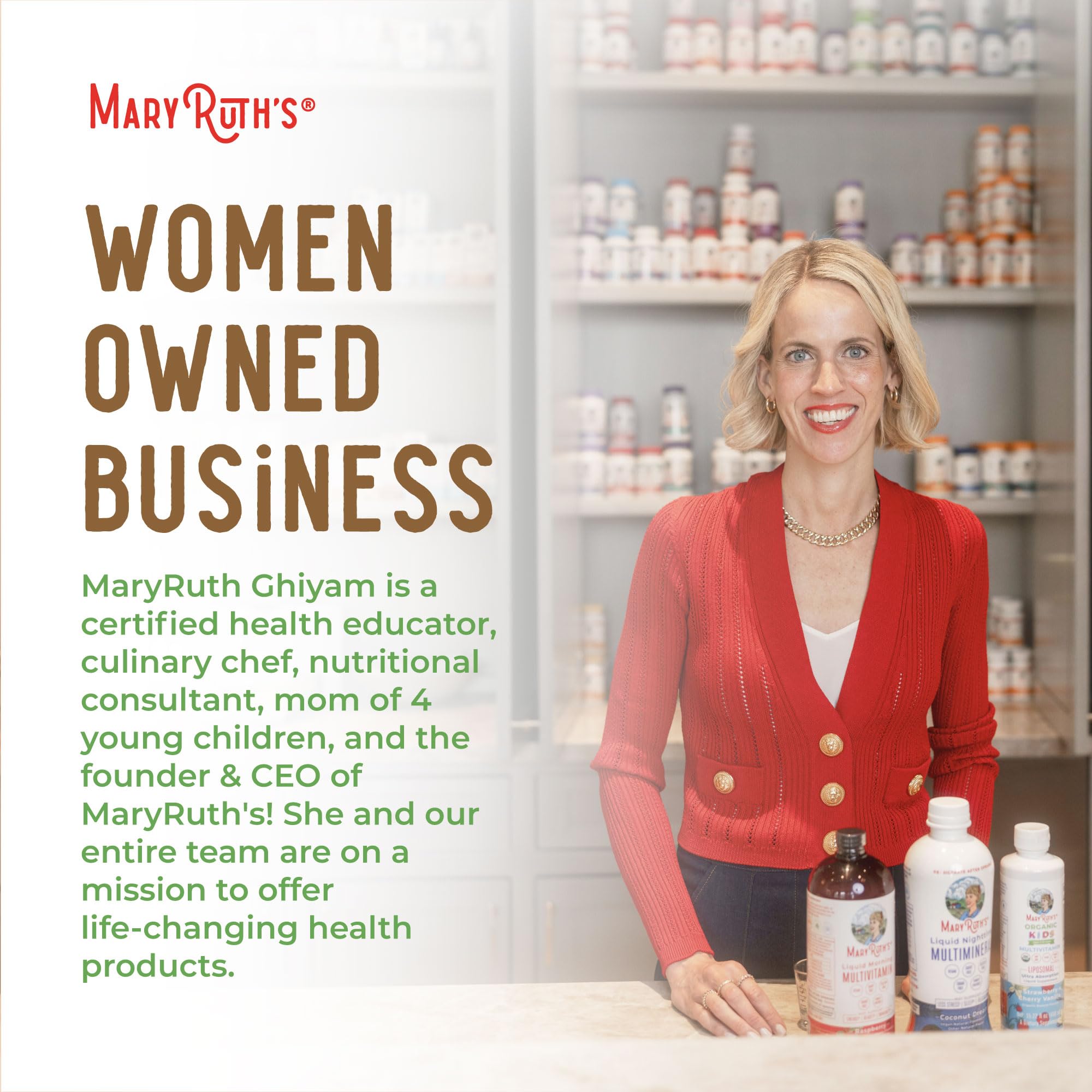 MaryRuth's Maca Root Drops dropper dispensing precise dosage into a glass