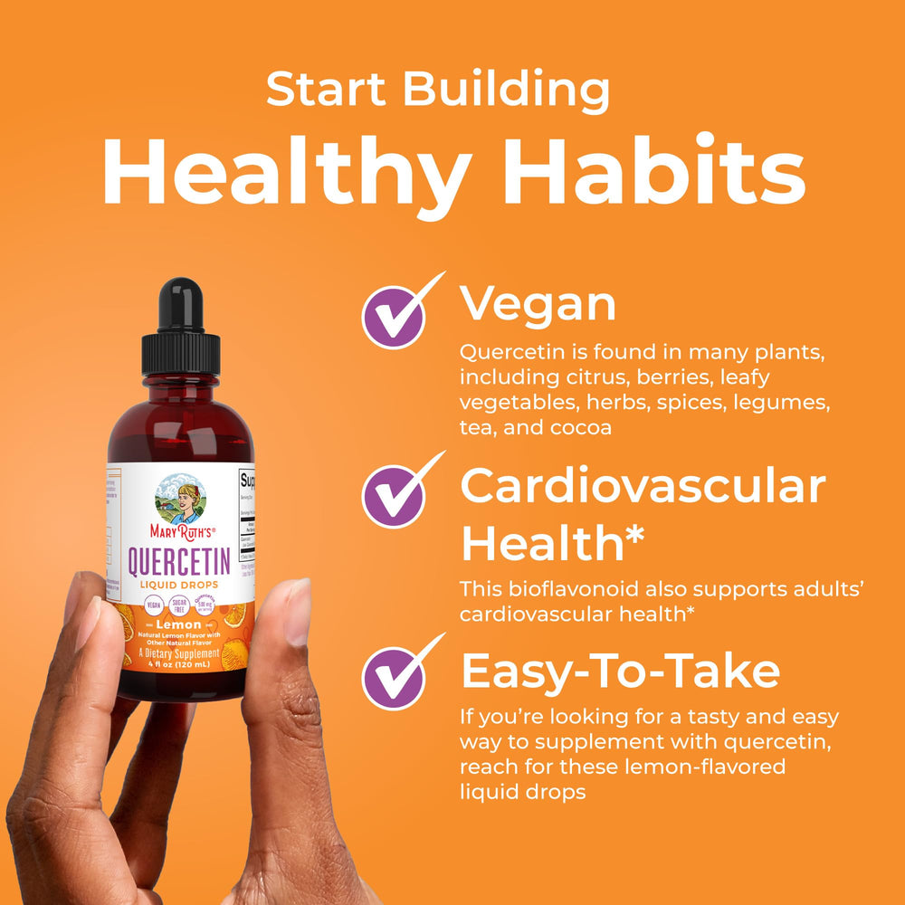 Quercetin Liquid Drops being added to a cup for convenient mixing.