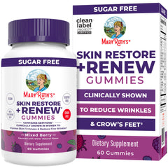 MaryRuth's Skin Restore + Renew gummies pack for daily hydration.