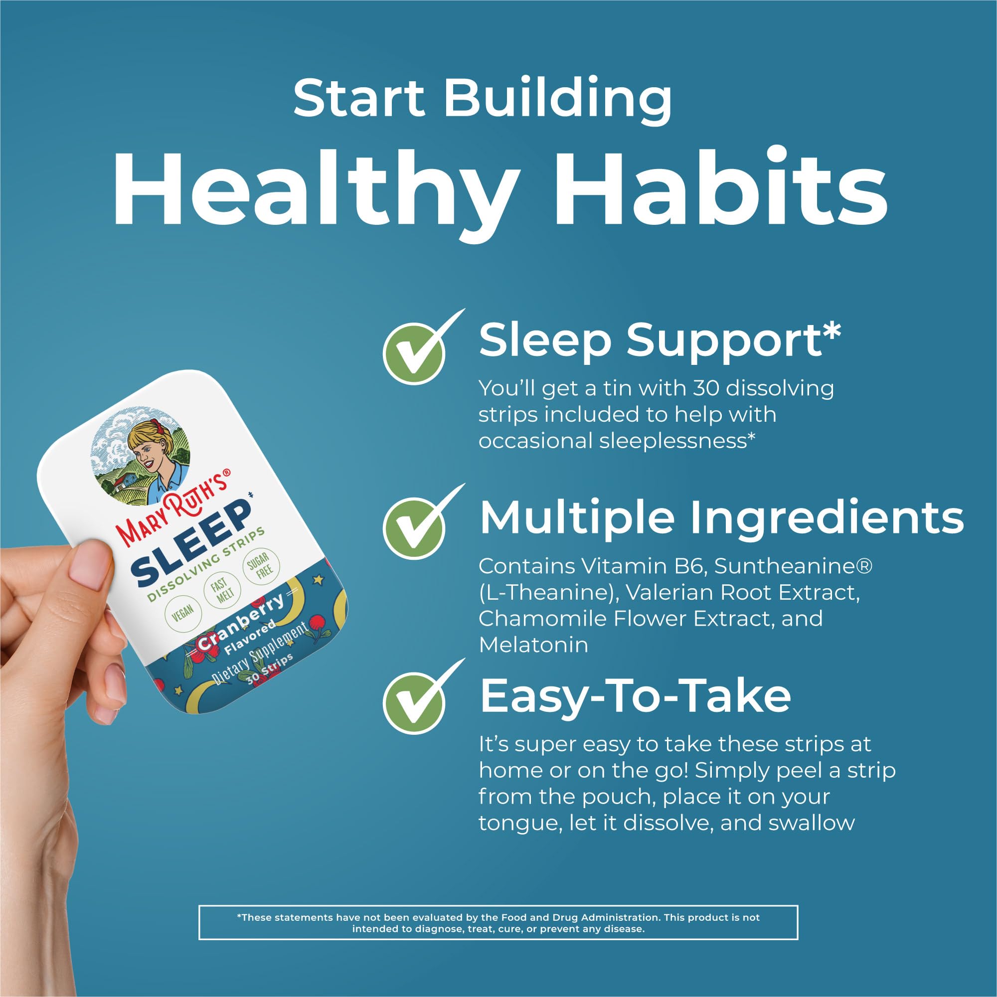 MaryRuth's Valerian Root strip for nighttime relaxation