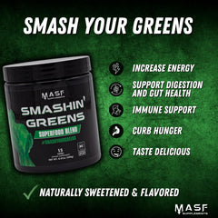 MASF Smashin' Greens ingredients display wheatgrass to support vitality.