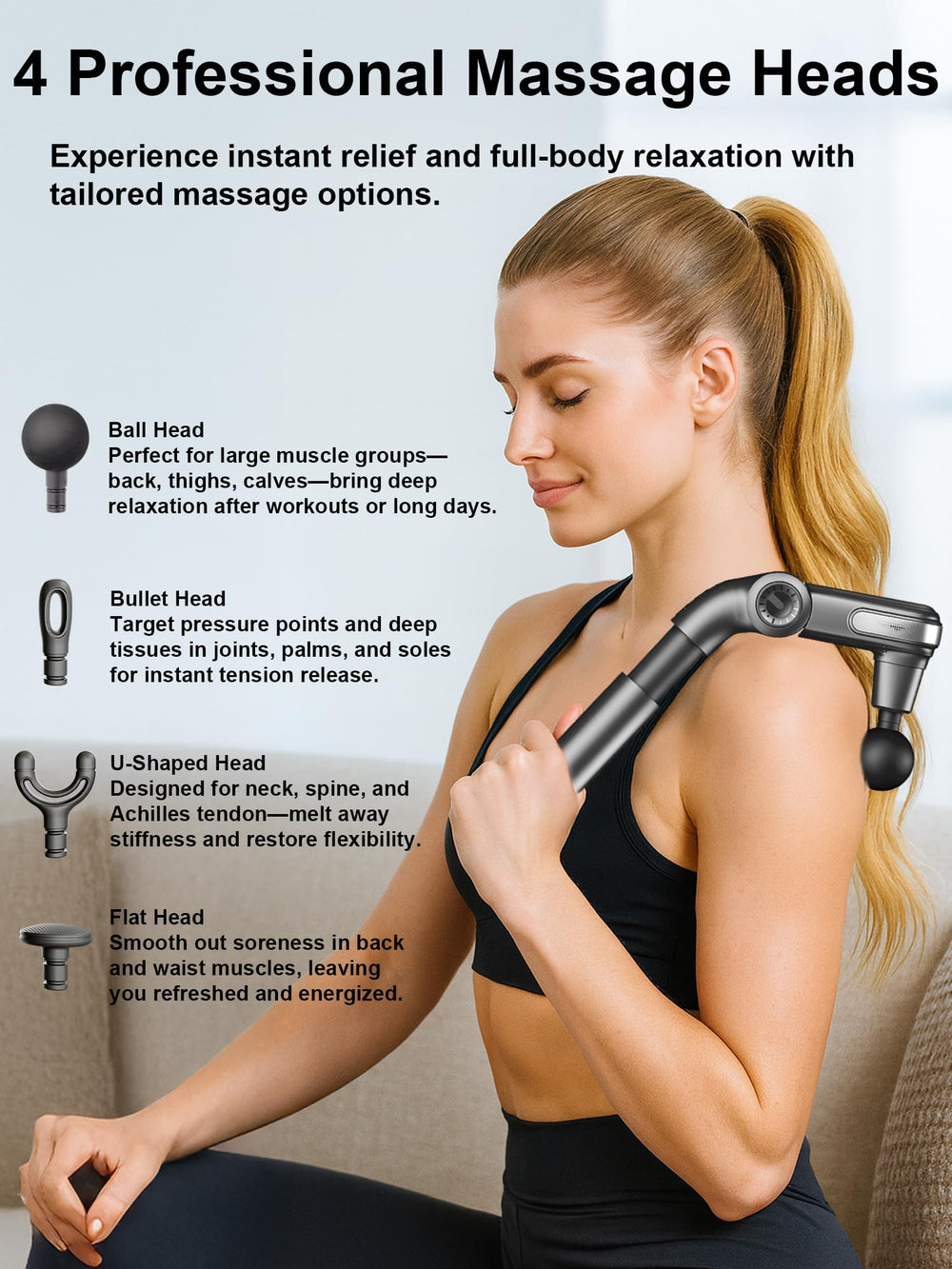 MASGEDRIX U-shaped head aligns with spine sides and Achilles regions.