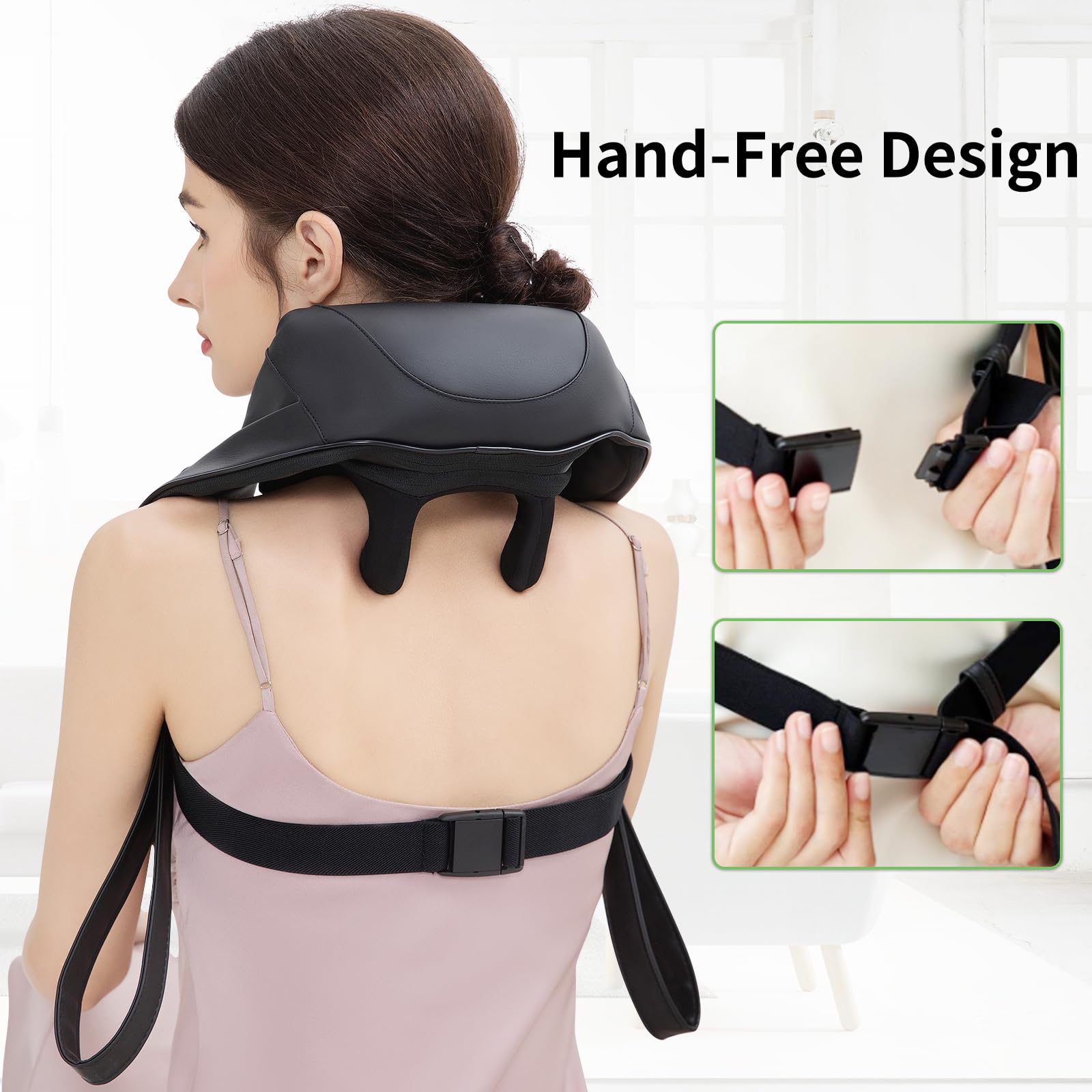 Adjustable straps and controls tailor pressure and position for comfort
