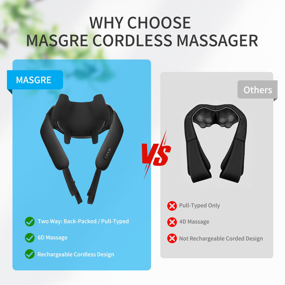 MASGRE neck massager at home and office illustrates versatile massage options.