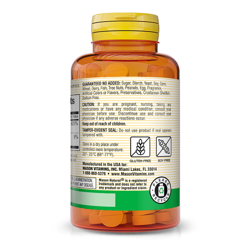 Mason Natural B12 250mcg packaging with clear label for informed daily use