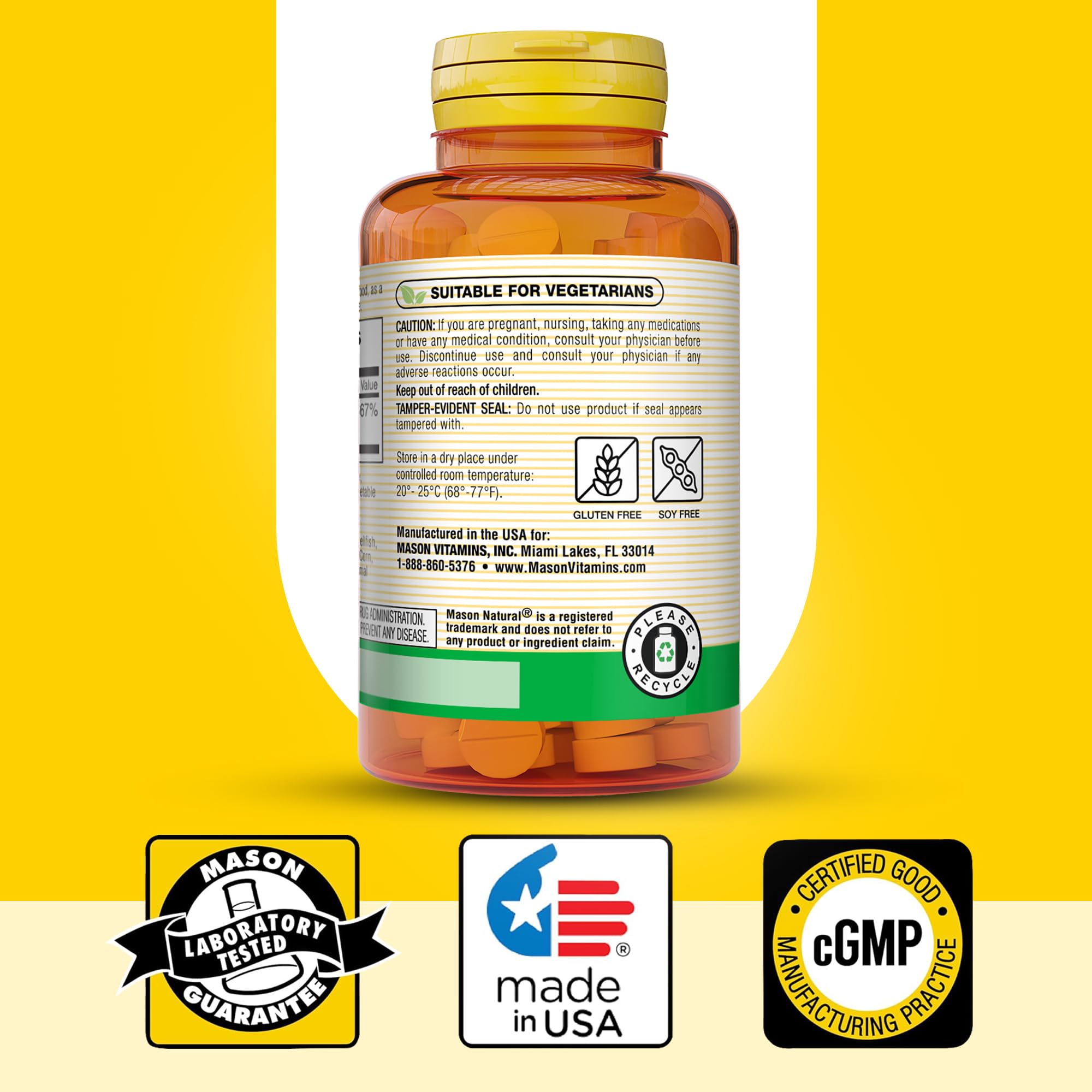 Mason Natural B12 ingredients clean-label promise with no common allergens.