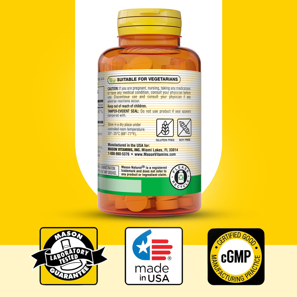Mason Natural B12 ingredients clean-label promise with no common allergens.