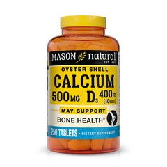 Mason Natural Calcium 500 mg oyster shell bottle front for daily bone support