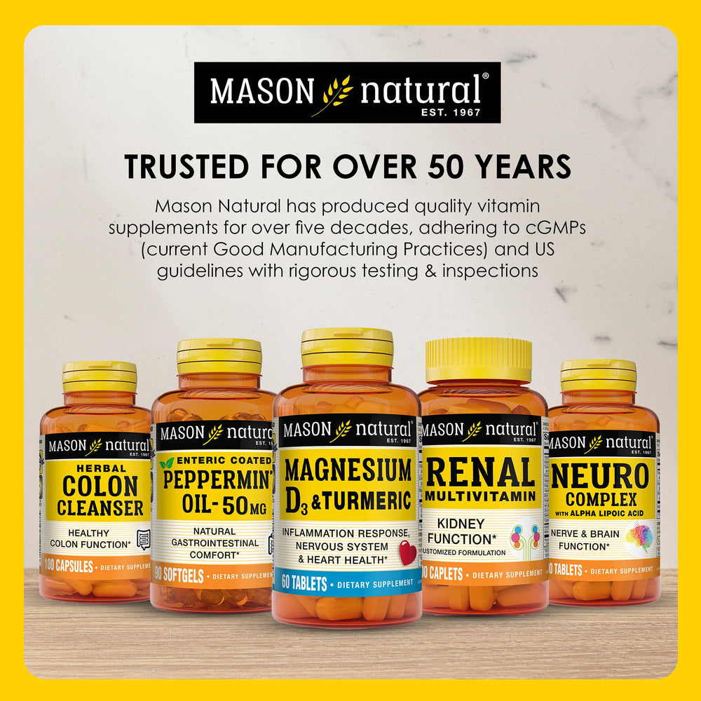 Mason Natural daily dosing capsules ready for a 3-capsule routine.