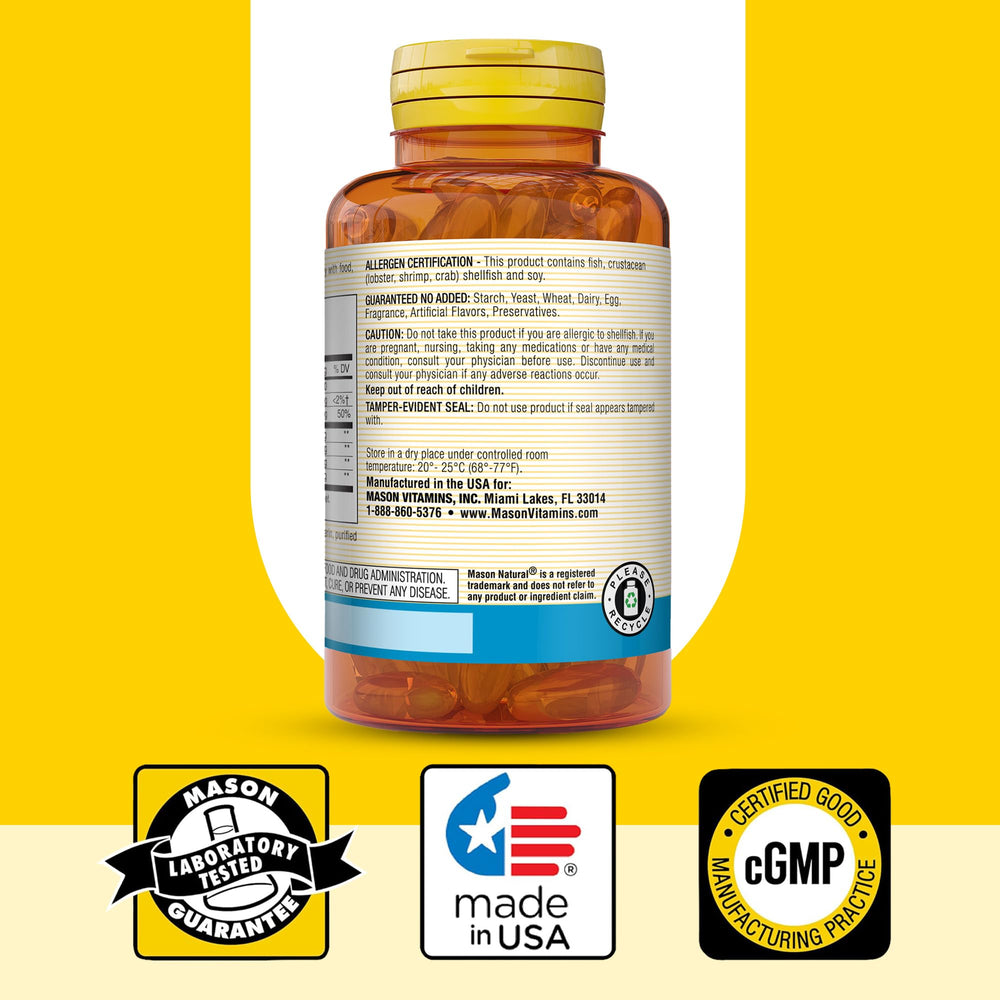 Mason Natural ingredients label emphasizes clean formulation.