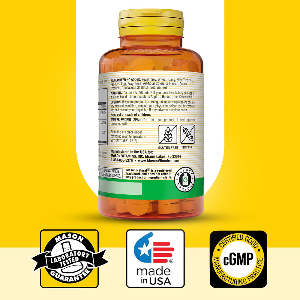 Ingredientes limpios de Mason Natural sin alérgenos comunes.