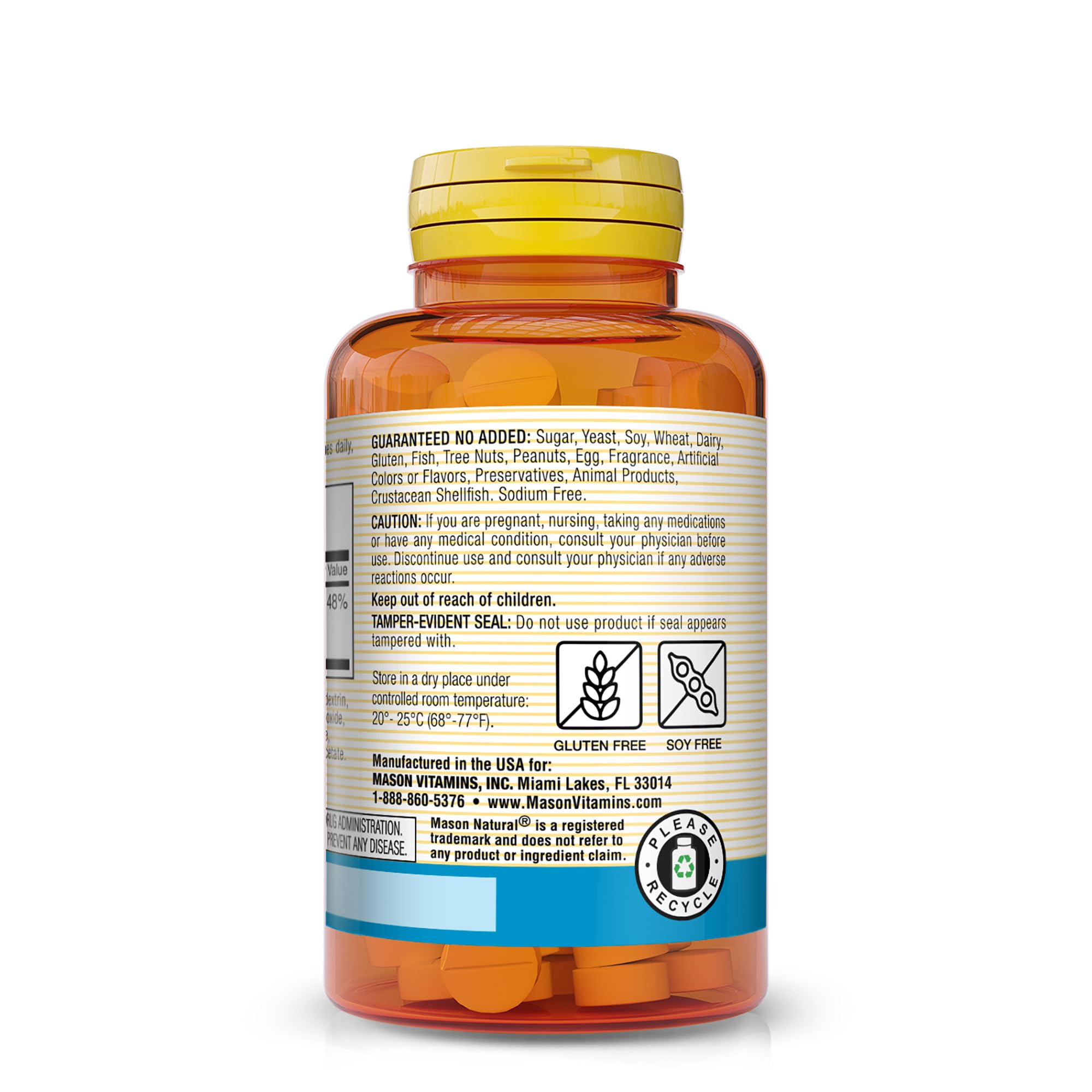 Mason Natural Magnesium 200 mg tablet closeup, shows smooth, easy-to-swallow form.