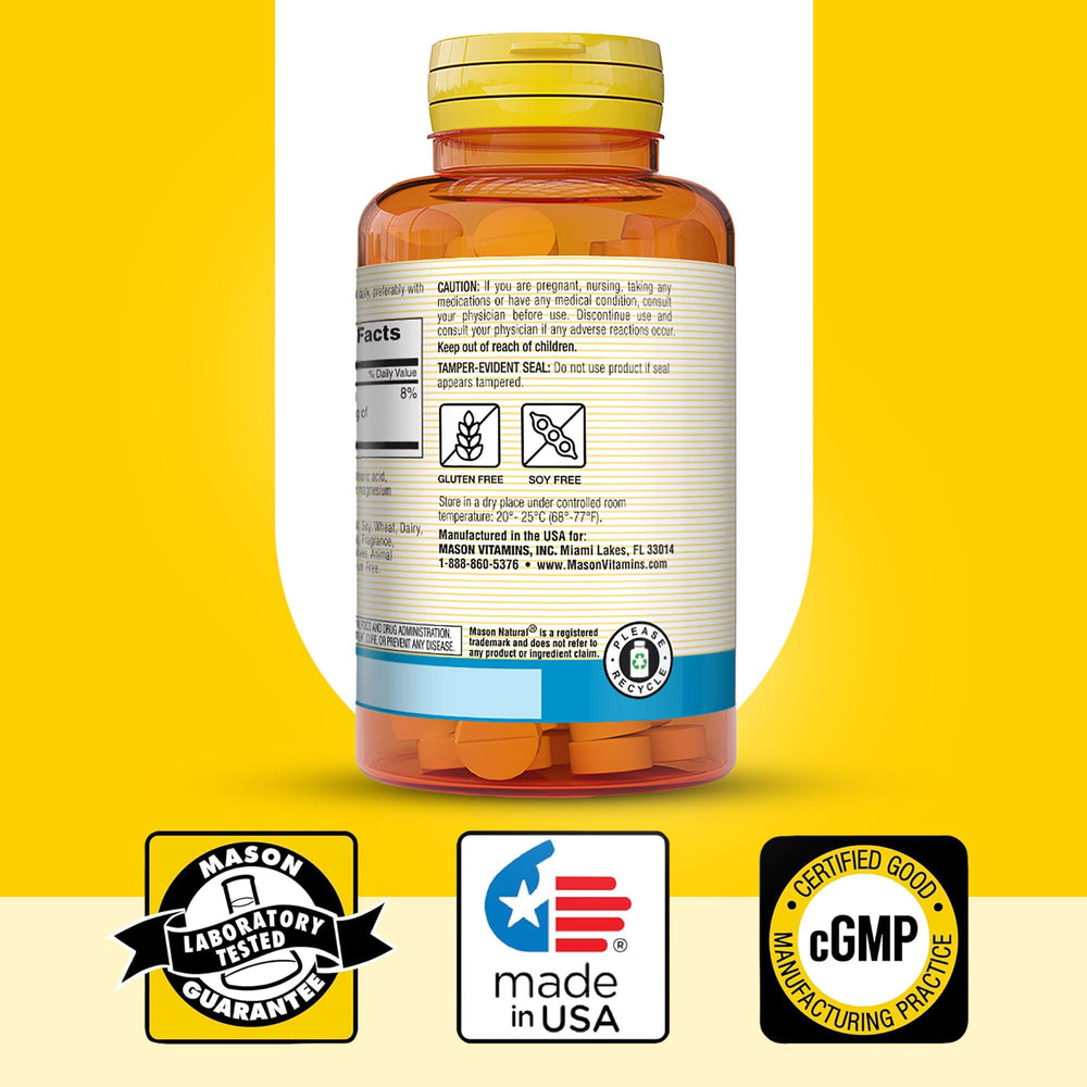 Mason Natural Magnesium Gluconate libre de alérgenos para tranquilidad