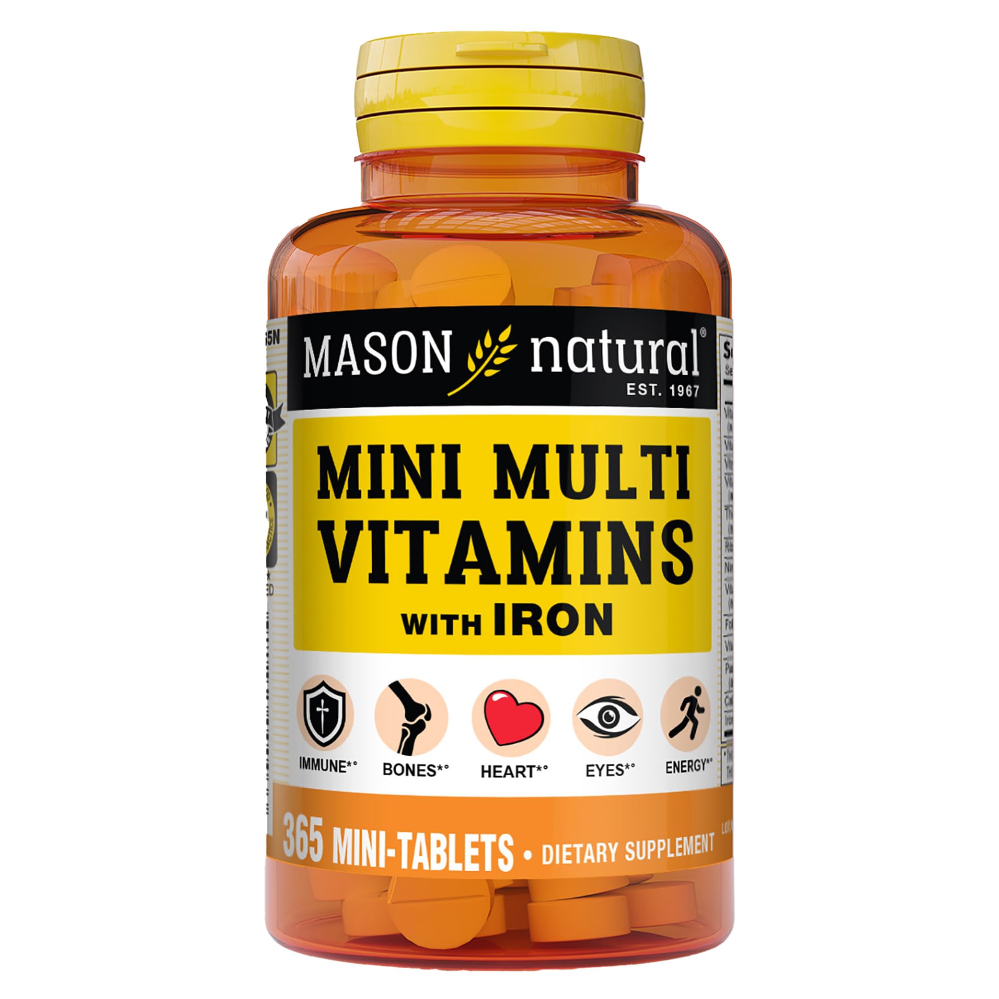 Mason Natural Mini Multi Vitamin with Iron bottle for easy daily nutrition support