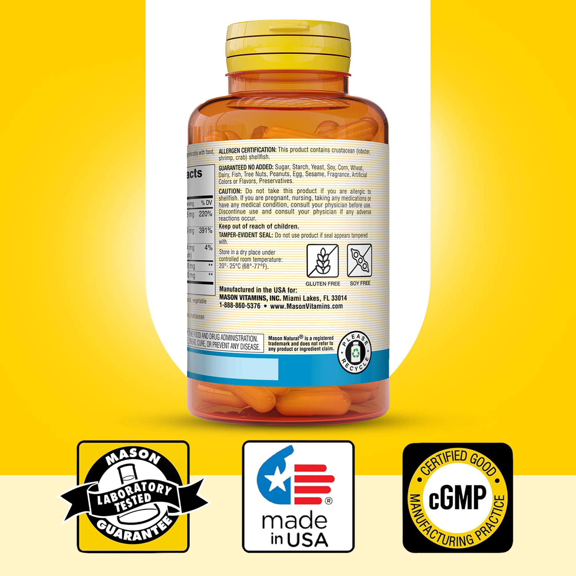 Mason Natural clean label no artificial colors indicating safe ingredients