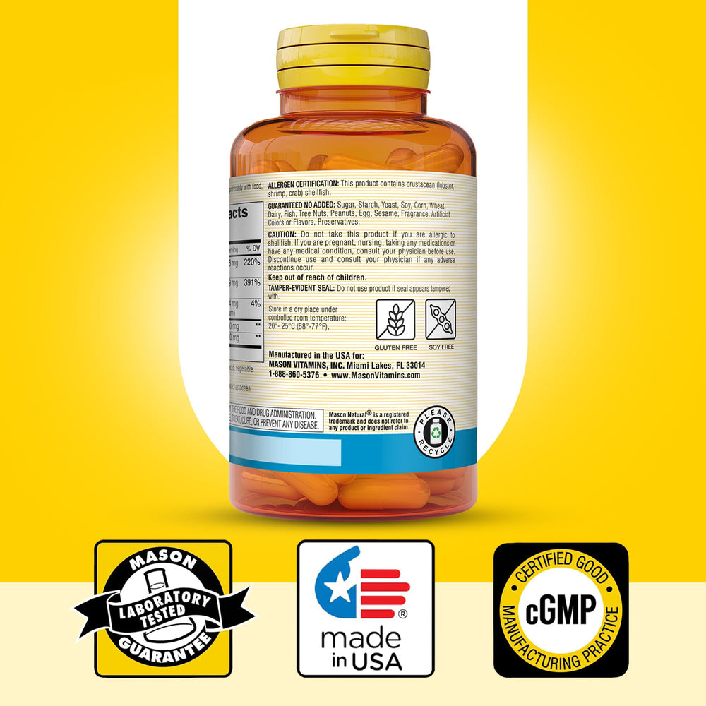 Mason Natural clean label no artificial colors indicating safe ingredients