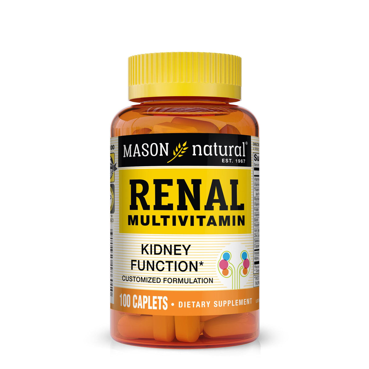 Mason Natural Renal Multivitamin bottle front for daily kidney support.