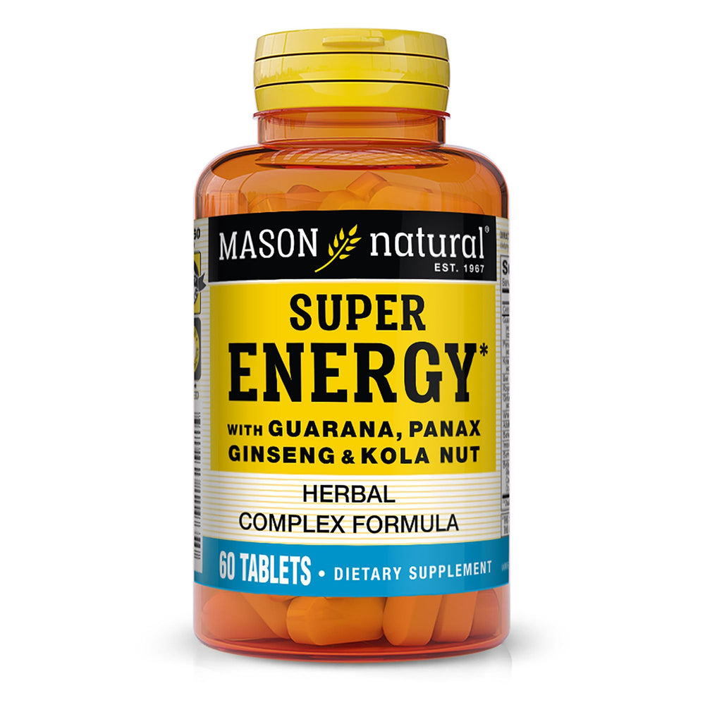 Mason Natural Super Energy bottle front view for daily stamina support.