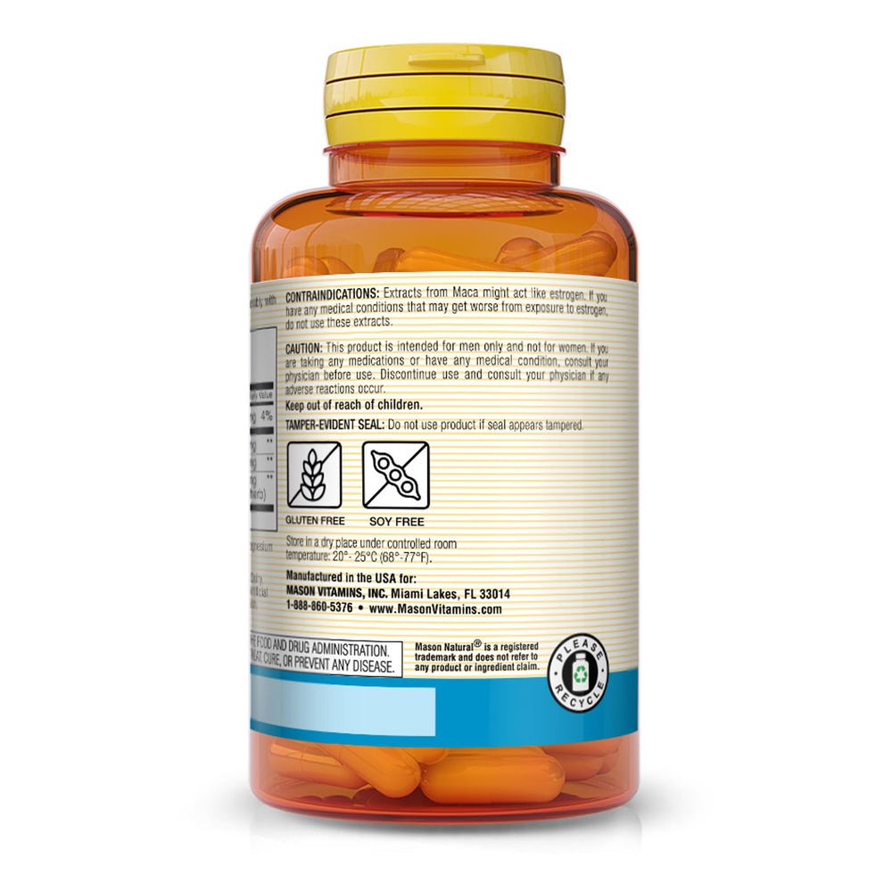 Mason Natural Vein Erect label detail highlights L-Arginine and Maca.