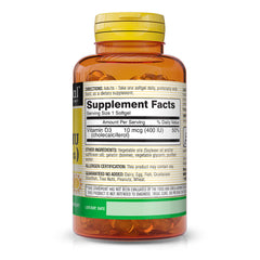 Close-up of Mason Natural Vitamin D3 softgels bottle for immune and bone support.