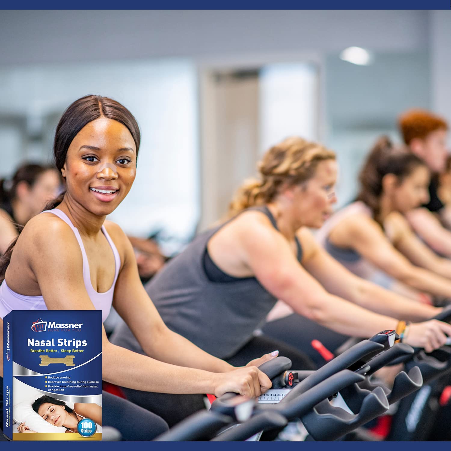 MASSNER nasal strips stay put during workouts and daily activity