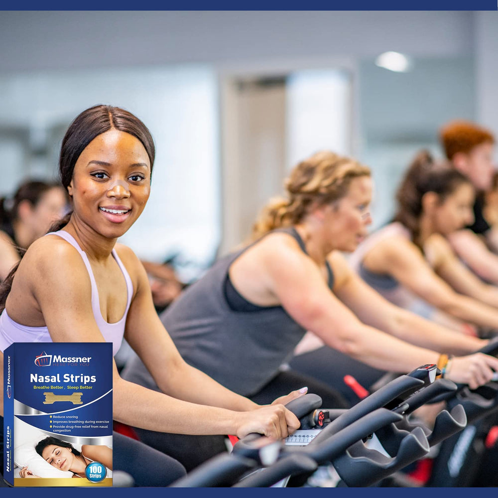 MASSNER nasal strips stay put during workouts and daily activity