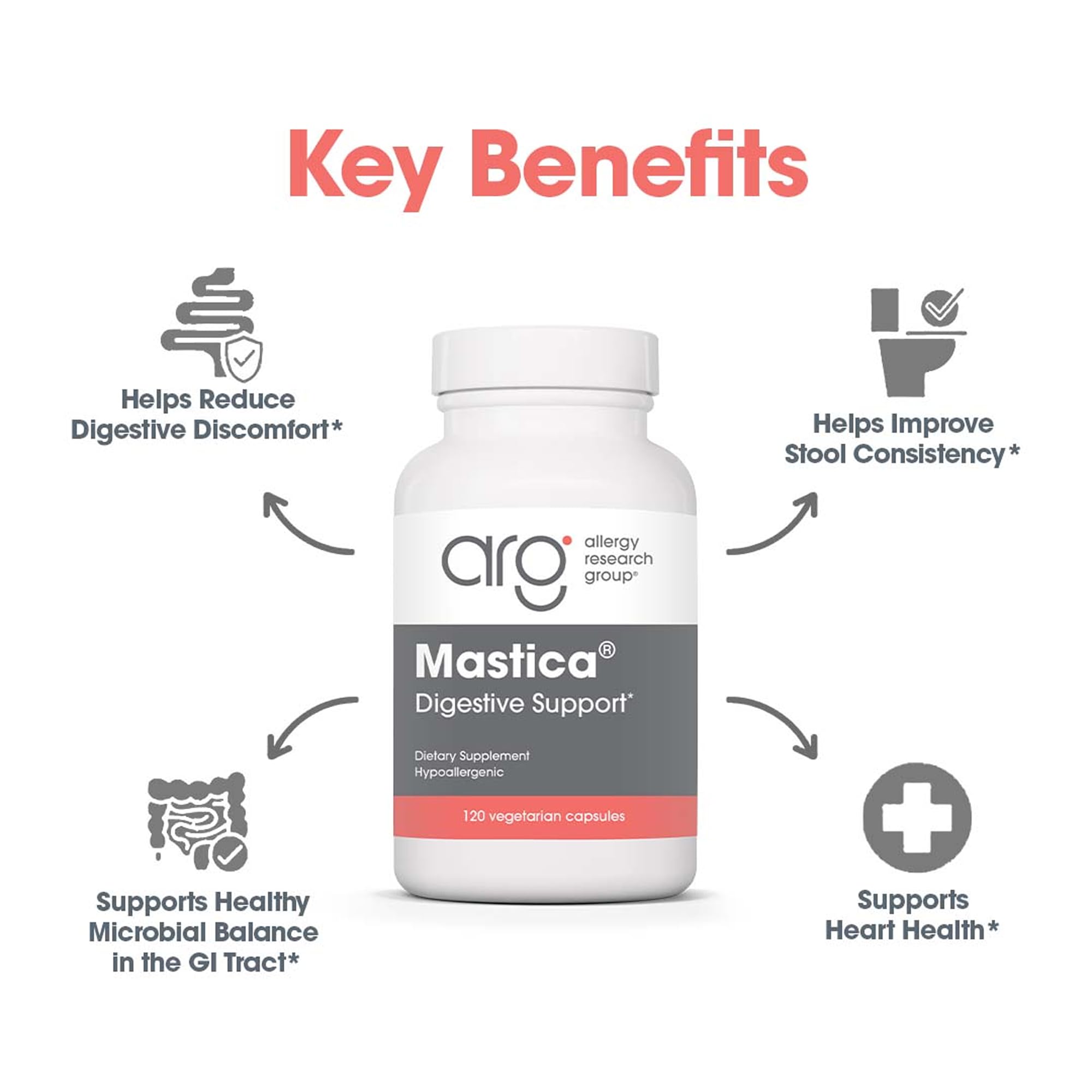 Allergy Research Group Mastica capsules dosage illustration for twice-daily use in a routine