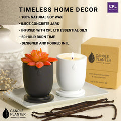 Matani grey lavender candle planter in a cozy living space