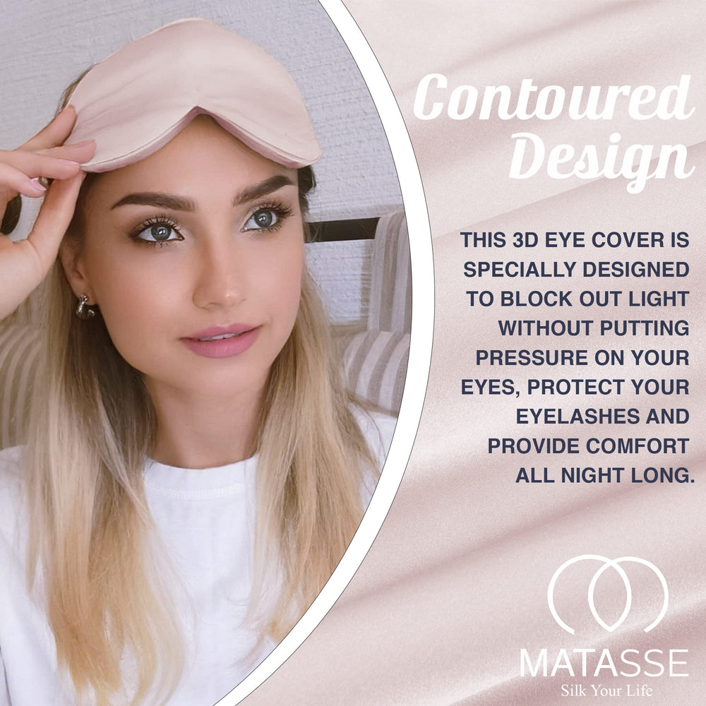 MATASSE Silk eye mask adjustable band provides secure, customizable fit