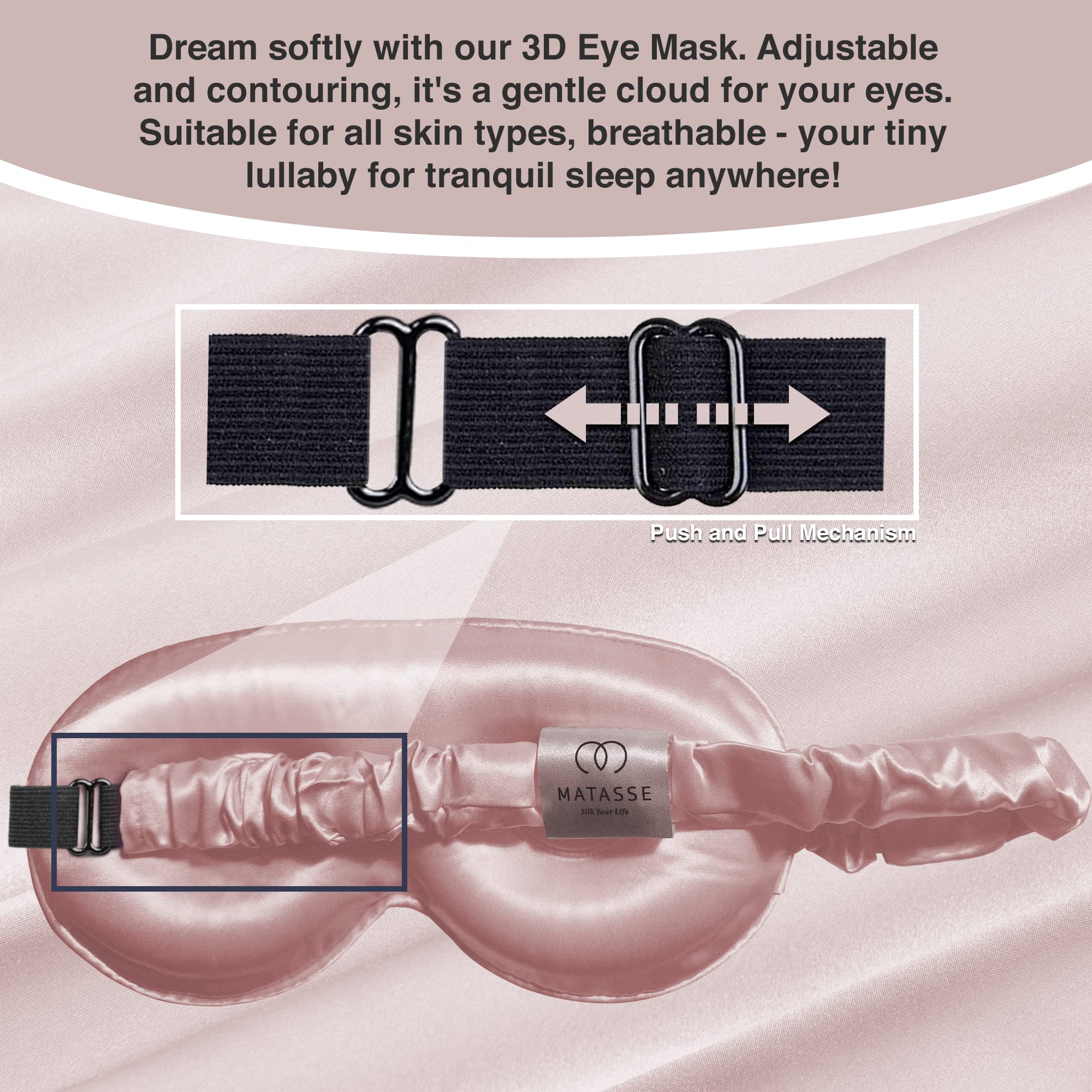 MATASSE Silk eye mask padded eyecups for comfortable wear around the eyes