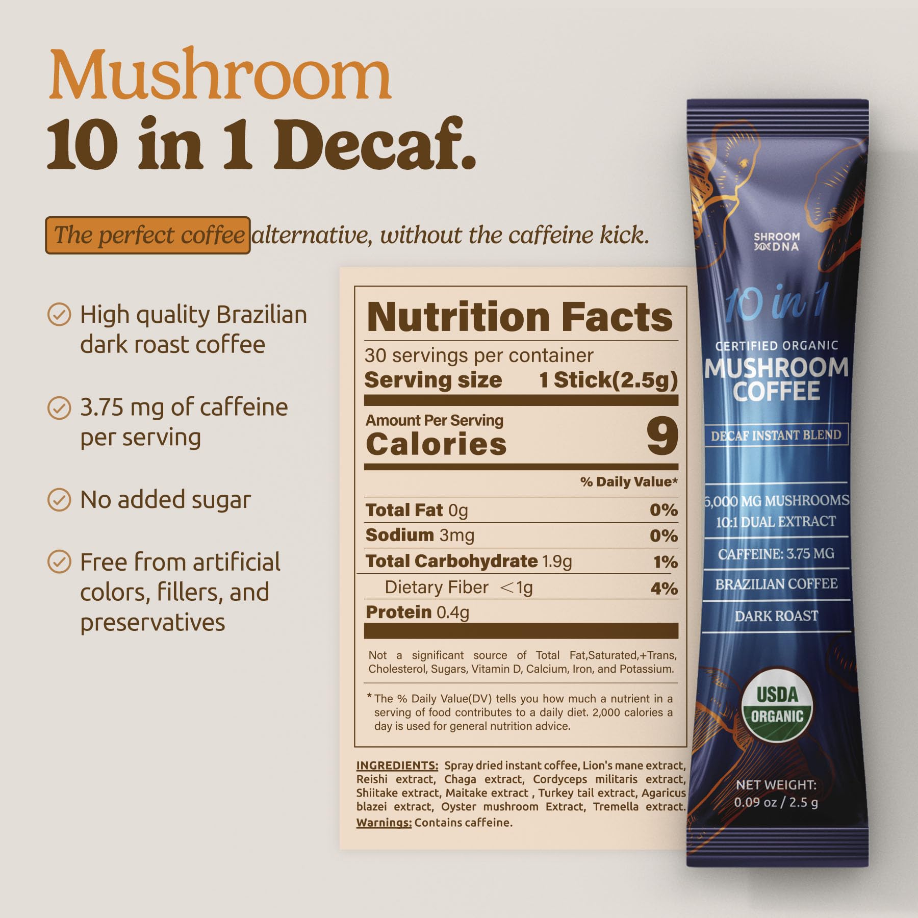MATCHA DNA Brazilian dark roast cup showcases rich flavor without jitters.