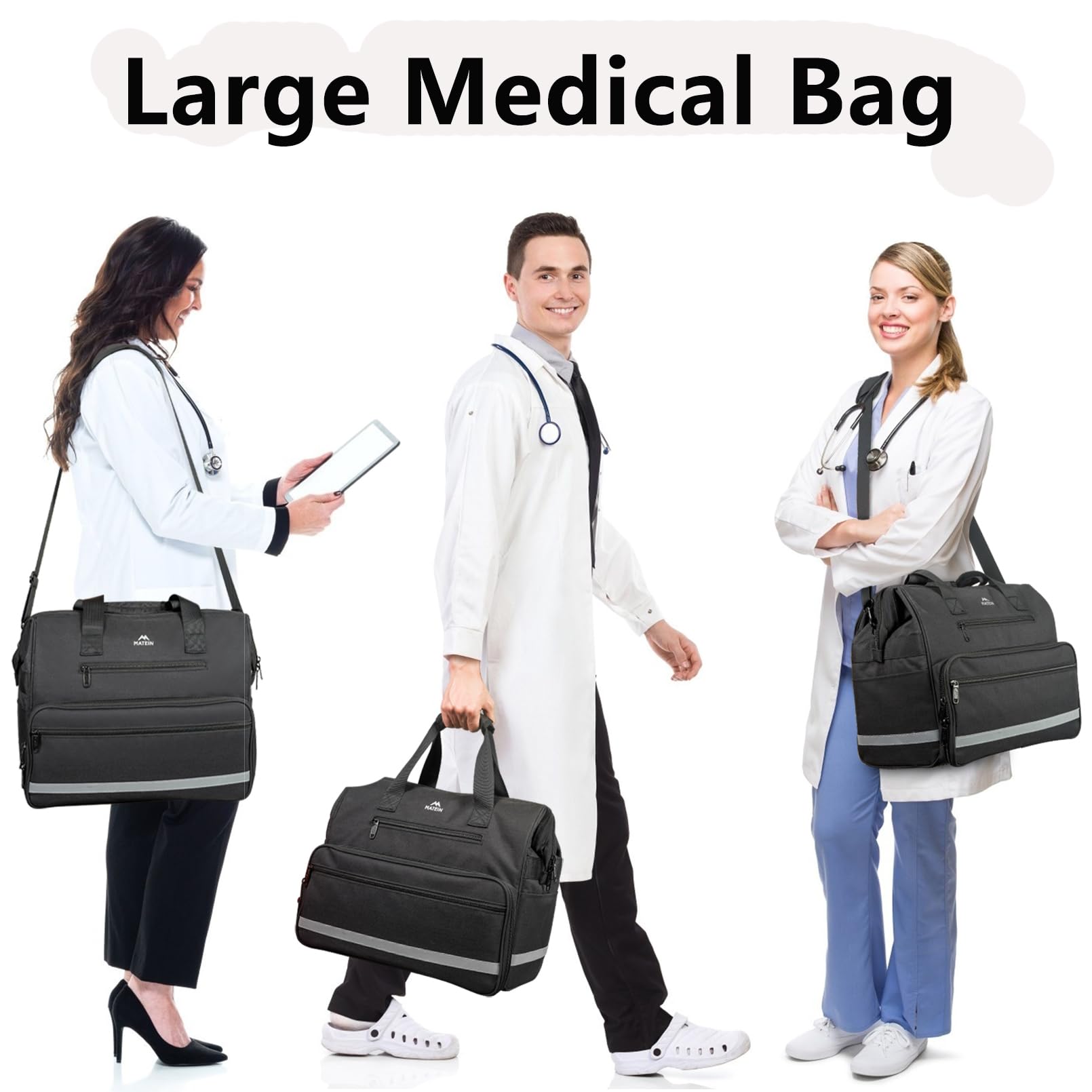 MATEIN medical bag front-reflective-strip improves night visibility