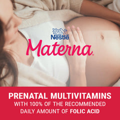 Materna Nestlé Prenatal packaging on a store shelf for easy access.
