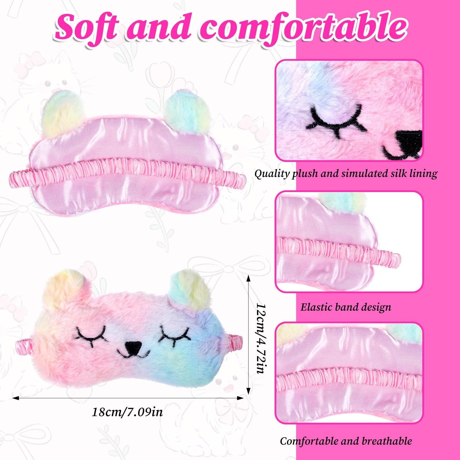 Matwsec panda pink mask in soft polyester for gentle eye comfort