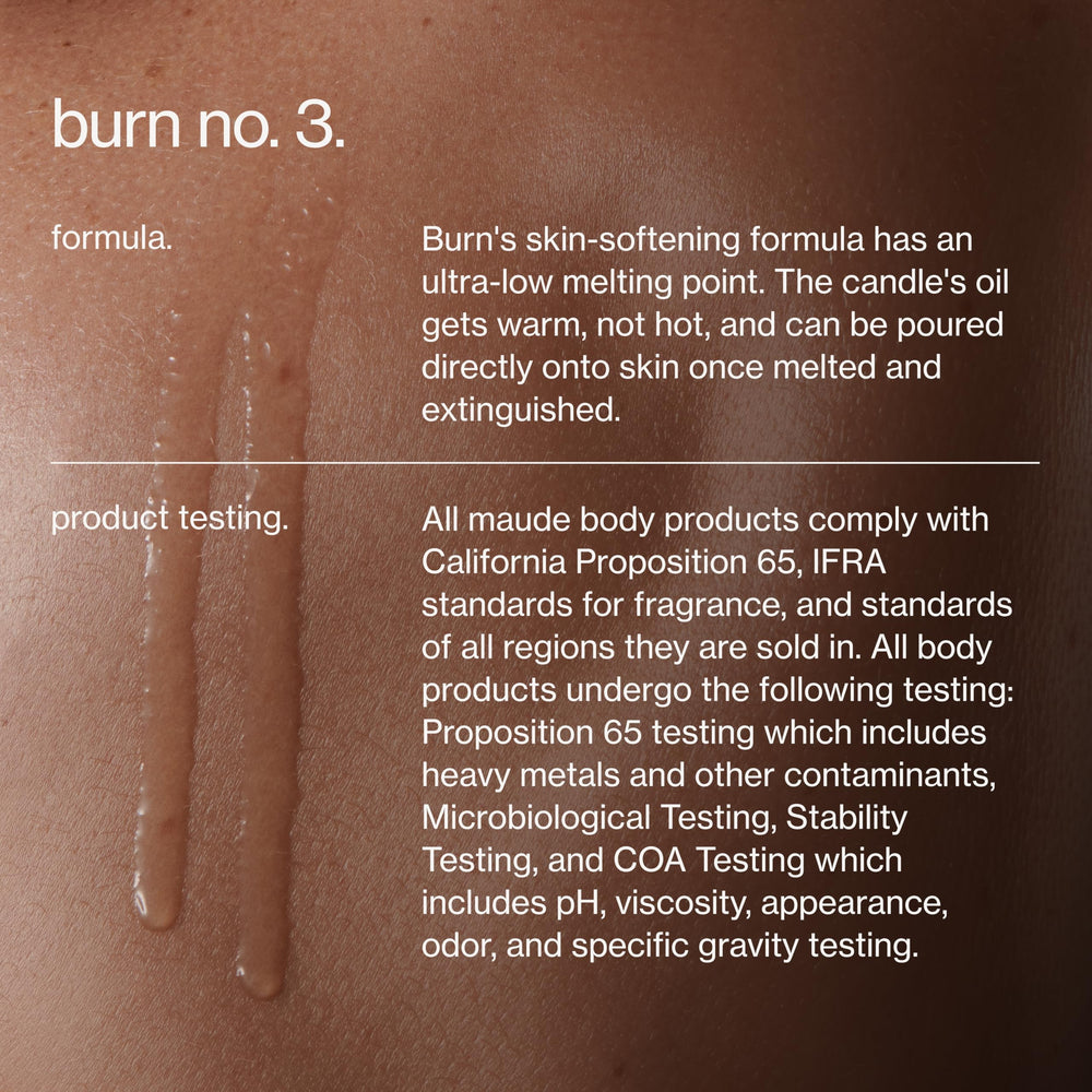 Maude Burn No. 3 4 oz size communicates a compact, travel-friendly spa essential.