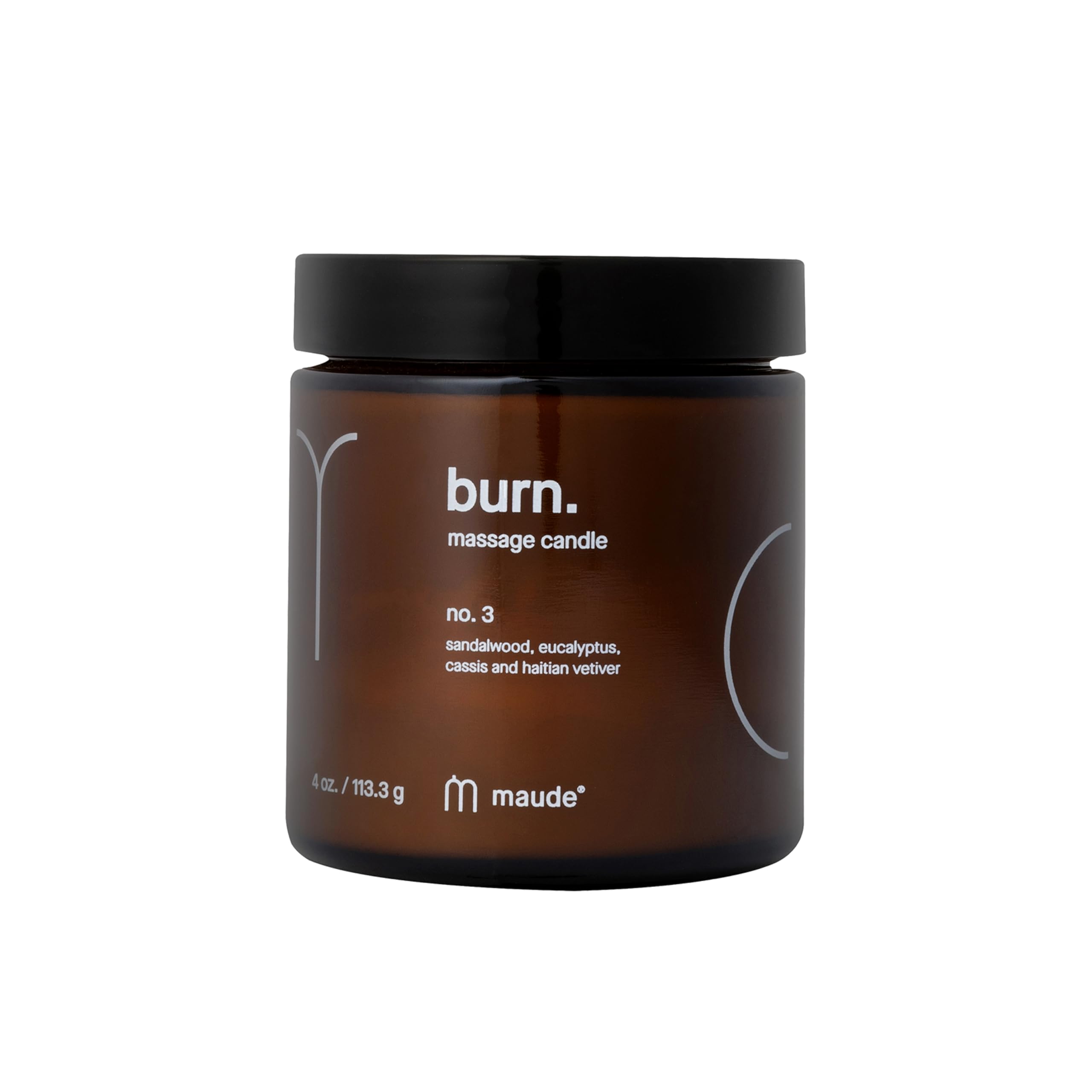 Maude Burn No. 3 closeup shows jojoba oil for silky skin during massage.