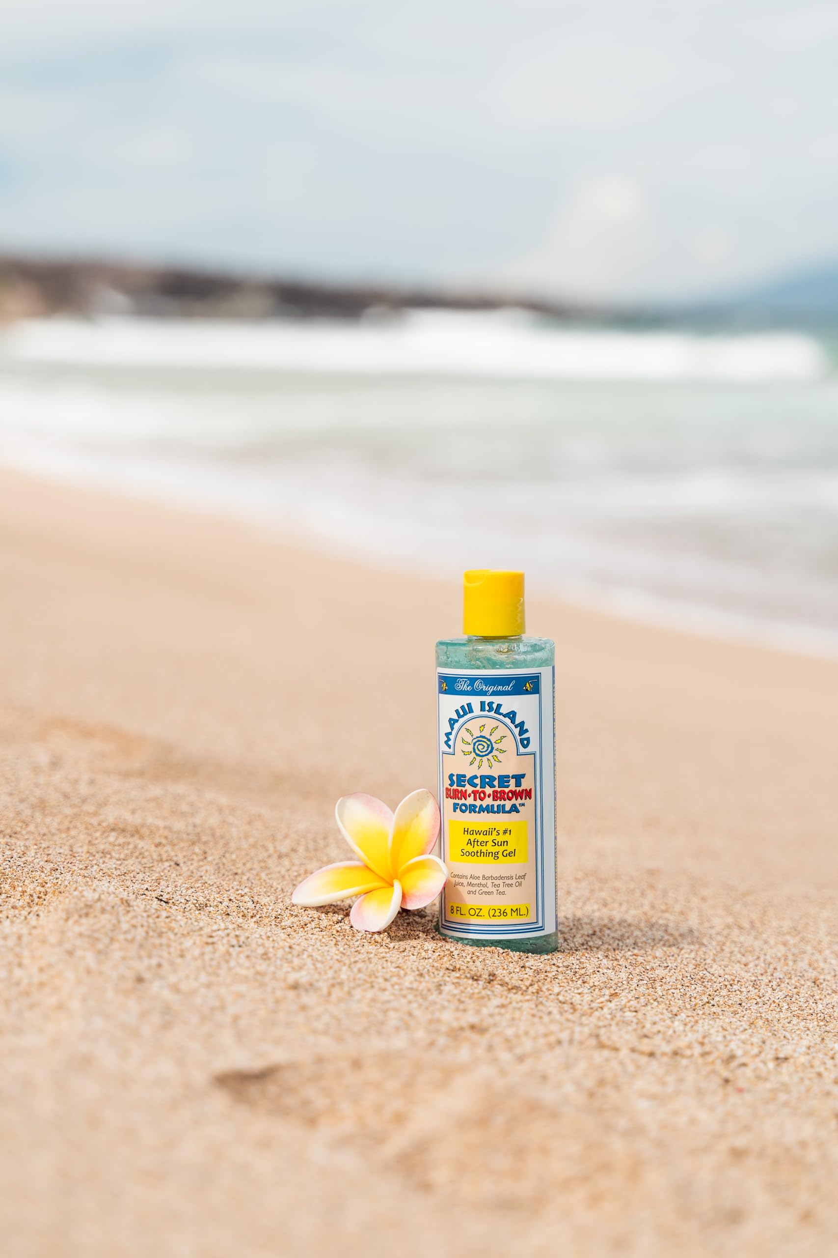 Maui Island Secret Burn to Brown ingredients label shows natural extracts.
