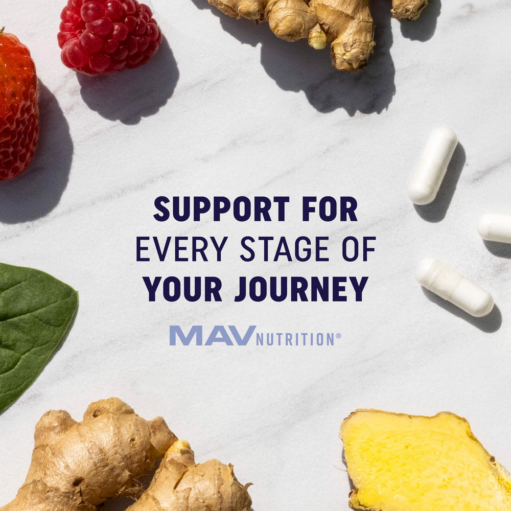 MAV Nutrition 60 count bottle back view highlights value